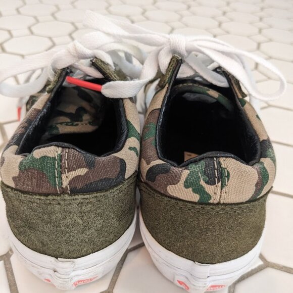 SUPER CLEAN Vans Old Skool Cordura White Asparagus/Desert Camo Sneakers SIZE 1 - Picture 5 of 5